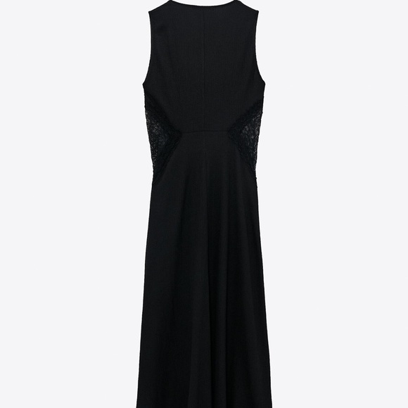 ZARA LONG LACE SLEEVELESS DRESS BLACK SZ S - Picture 2 of 2